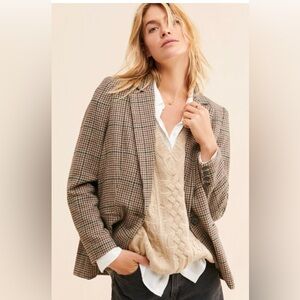 Astr Harlow Blazer in Brown and Green